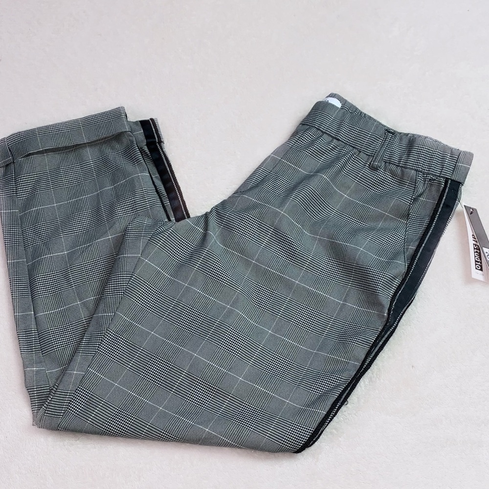 Plaid black and white pants
